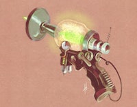 a drawing of a gun with a green light on it