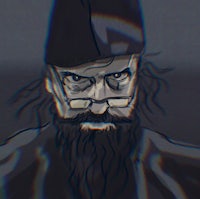 a drawing of a man with a beard and glasses
