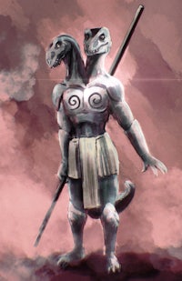 a painting of a man holding a sword and a shield