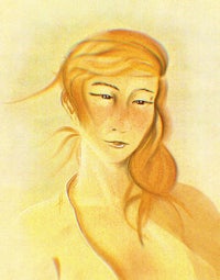 a painting of a woman with long hair