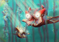 a 3d image of a fish swimming in the water