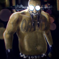 a cartoon of a man with a tattoo on his chest
