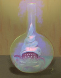 a vase with a shaved ice in it