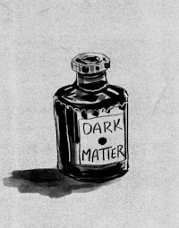 a bottle of ink with the words dark matter on it